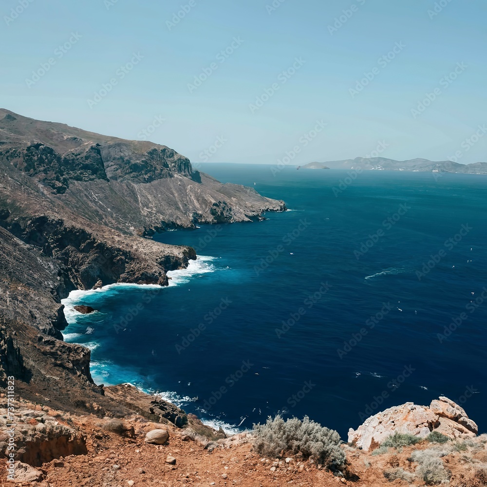 Beautiful coastal view in the Greek Islands