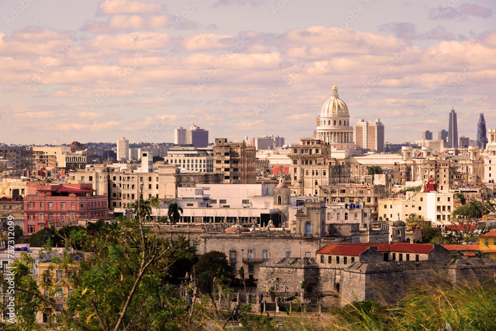 Panoramic view of Havana, La Habana, in Cuba, Caribbean, America