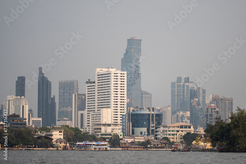 Cityscape with Modern Buildings by Riverside