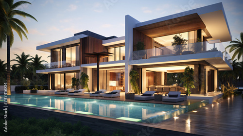 House Render Exterior Modern Villa 3D Home Design