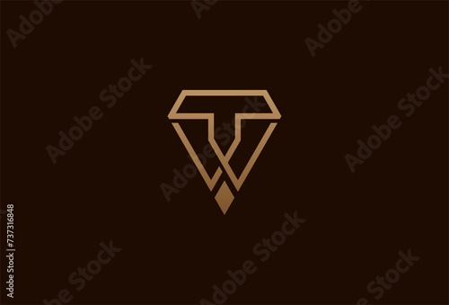 Diamond logo, monogram Letter T and W with diamond combination, usable for brand and business logos, flat design logo template element, vector illustration