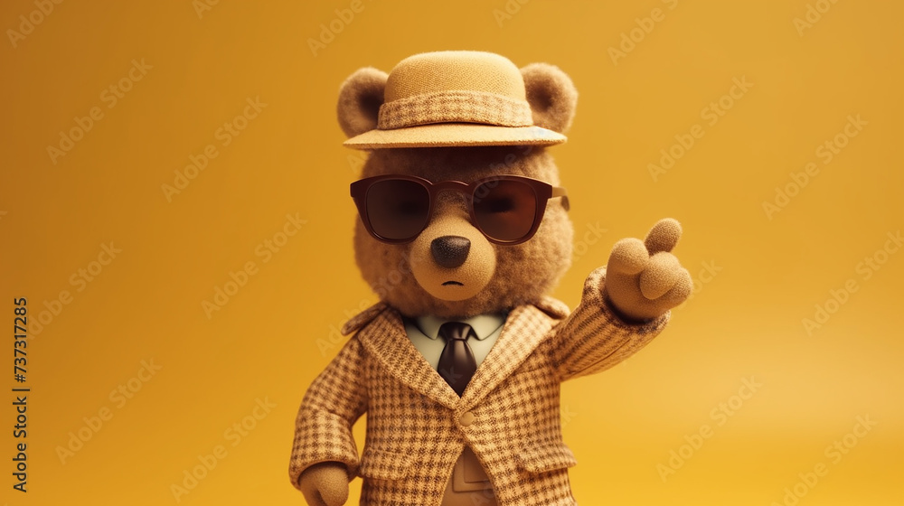 plush toy character stylish teddy bear - obrazy, fototapety, plakaty 