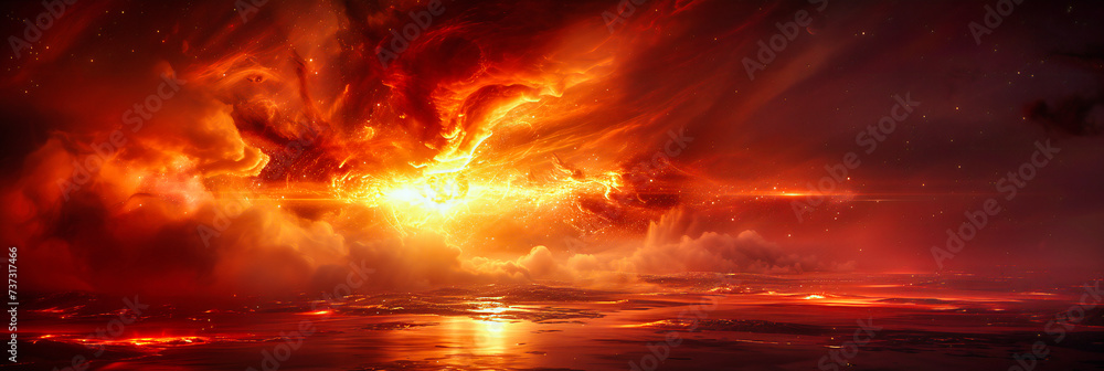 Fiery Sunset: A Dramatic Sky Ignites with Colors, Reflecting the Power and Mystery of Nature Fiery Sunset: A Dramatic Sky Ignites with Colors, Reflecting the Power and Mystery of Nature