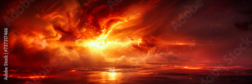 Fiery Sunset: A Dramatic Sky Ignites with Colors, Reflecting the Power and Mystery of Nature