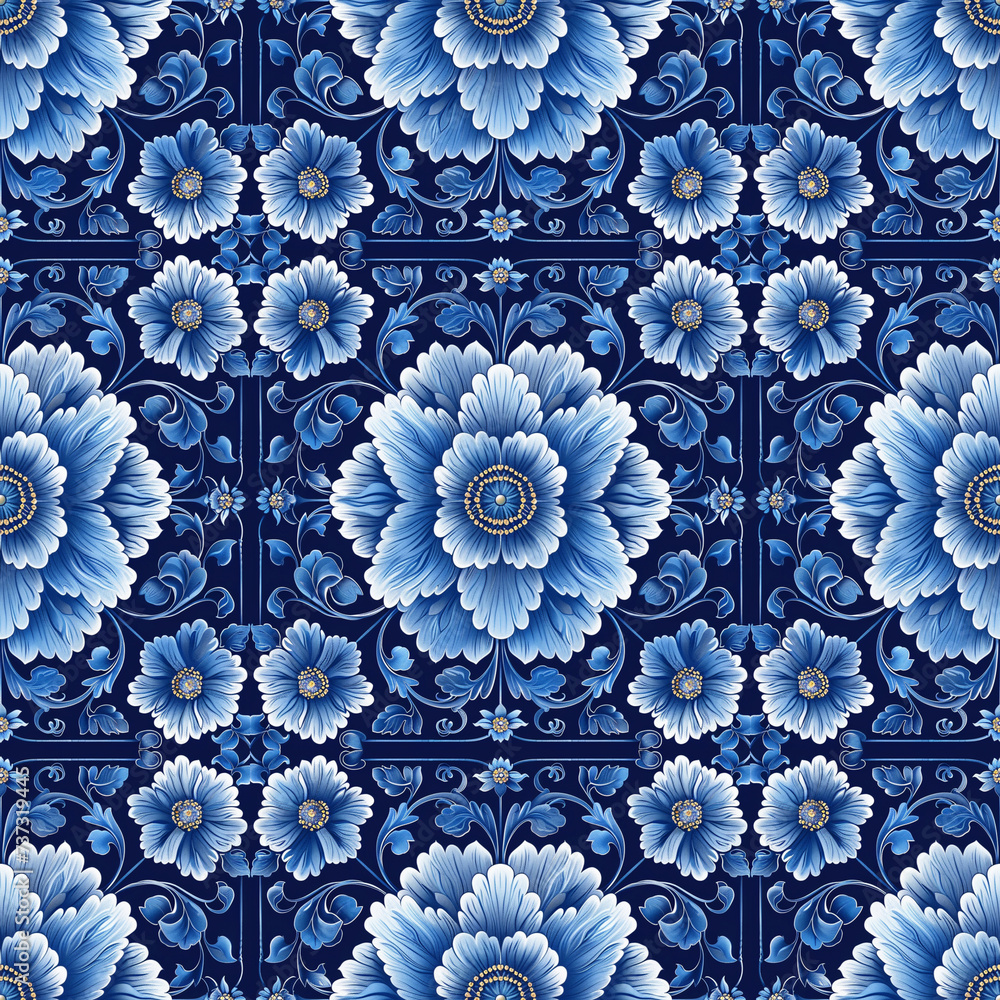 Seamless floral tapestry pattern in the style of Chinese Seamless floral tapestry pattern in the style of Chinese
