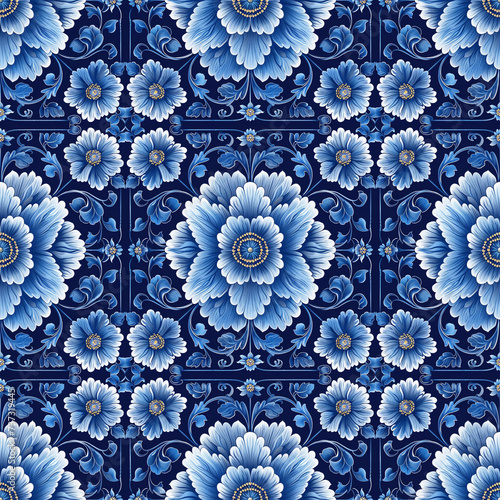 Seamless floral tapestry pattern in the style of Chinese