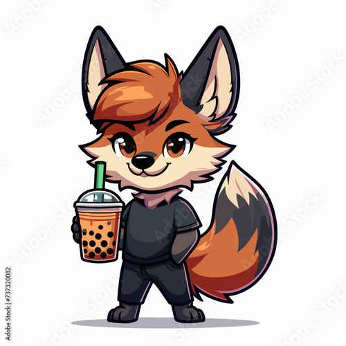 Maned Wolf drinking Boba tea 