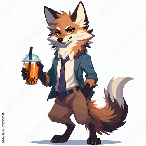Maned Wolf drinking Boba tea 