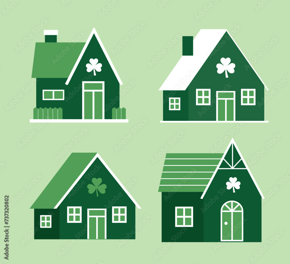 St. Patrick's Day house vector. St. Patrick's Day home illustration. St. Patrick's Day house vector. St. Patrick's Day home illustration.