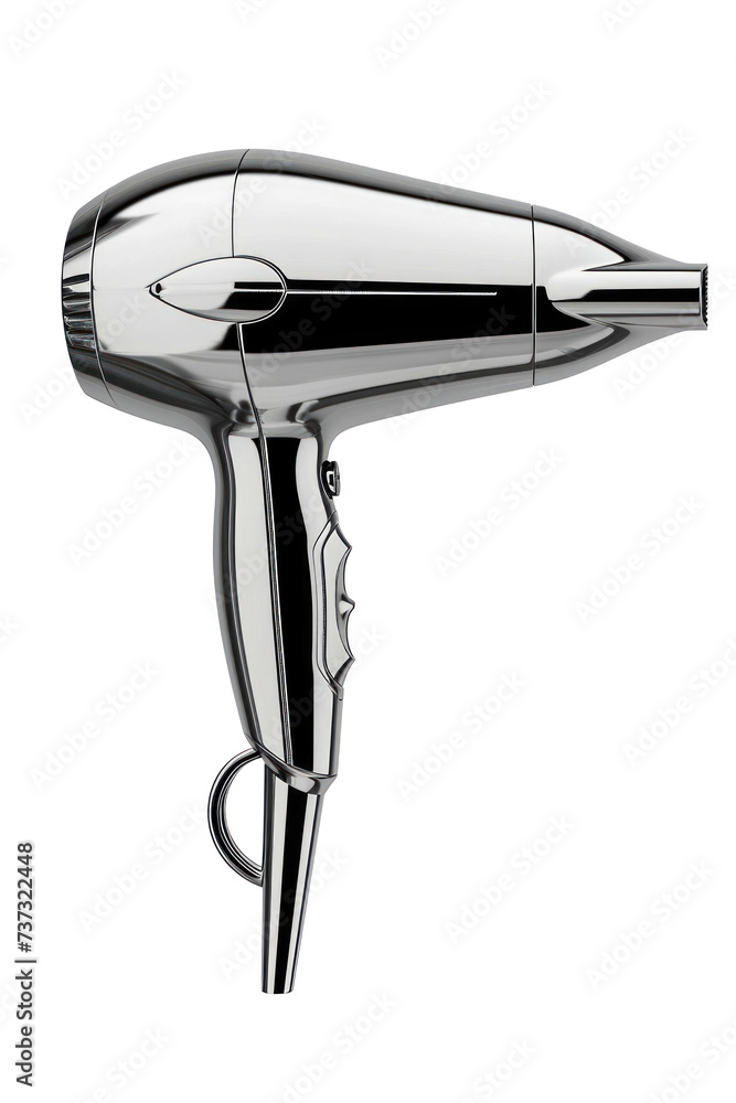 Fototapeta premium A hair dryer is displayed on a plain white background, showcasing its design and features. isolated