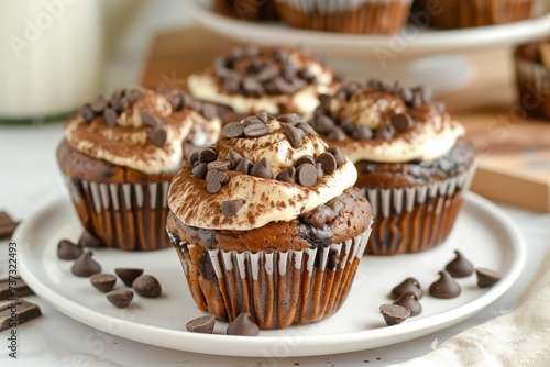 a creamy chocolate cheesecake muffins on plate