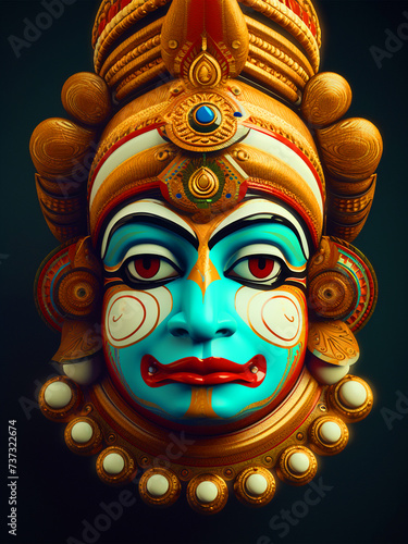 Beautiful Kathakali dancer face - ai generative