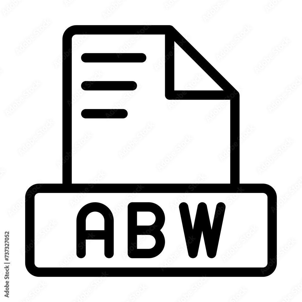 ABW File Icon. Outline File extention Sign. icons symbol format files. Vector illustration. can be used for website interfaces, mobile applications and software ABW File Icon. Outline File extention Sign. icons symbol format files. Vector illustration. can be used for website interfaces, mobile applications and software