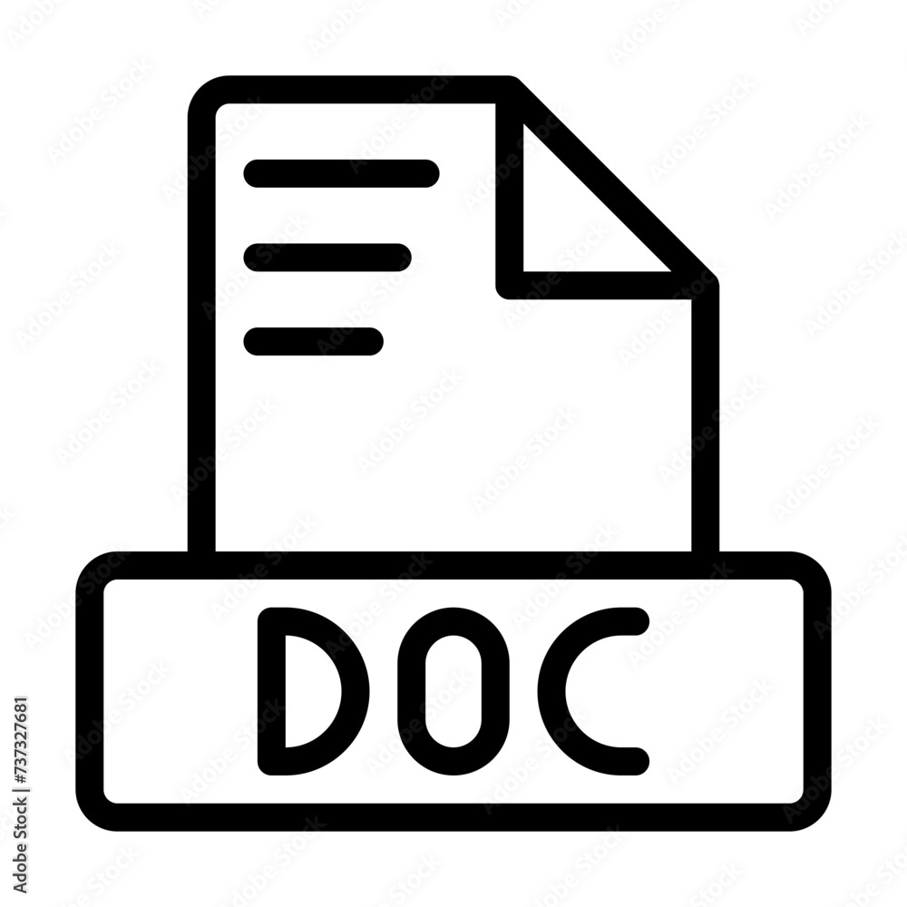 DOC File Icon. Outline file extension. icons file format symbols. Vector illustration. can be used for website interfaces, mobile applications and software DOC File Icon. Outline file extension. icons file format symbols. Vector illustration. can be used for website interfaces, mobile applications and software
