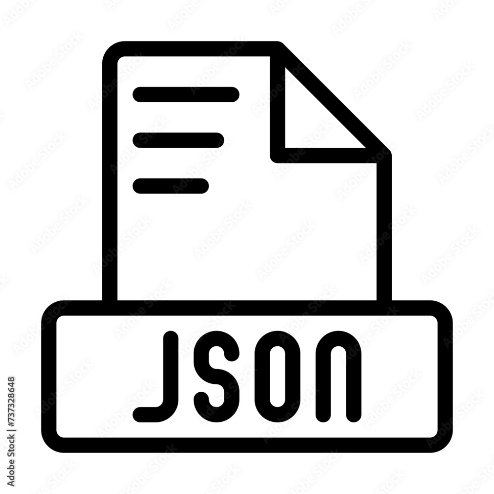 Json file icon outline style design. Document text file symbol, vector illustration. Json file icon outline style design. Document text file symbol, vector illustration.