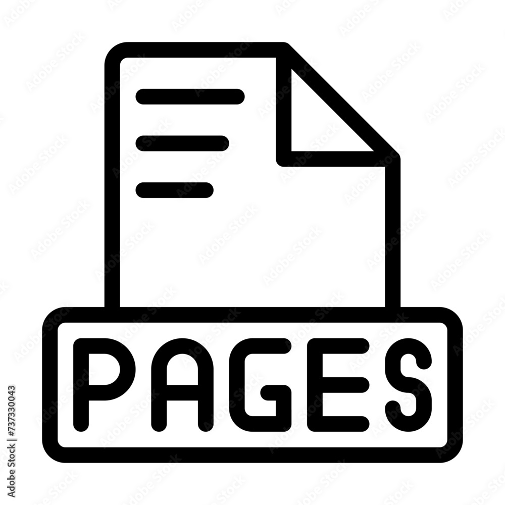 Pages document File Icon. Outline Style file extension icons, Vector illustration. Pages document File Icon. Outline Style file extension icons, Vector illustration.