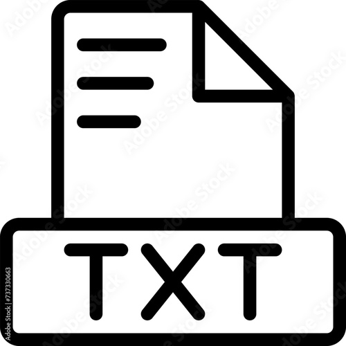 Txt File Icon. Outline file extension. icons file format symbols. Vector illustration. 