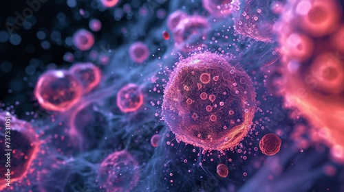 Illustration of human blood cells, conceptual image for medical and scientific background