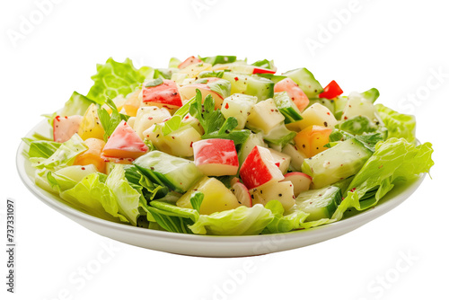 Fresh Waldorf salad isolated on white
