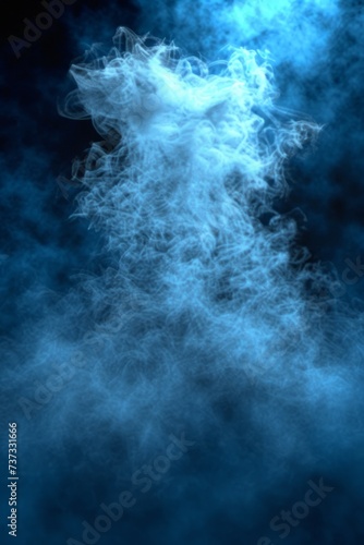 Blue smoke rising from a dark background