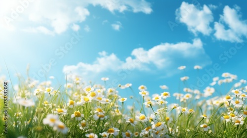 Field of daisies under a blue sky © Molostock