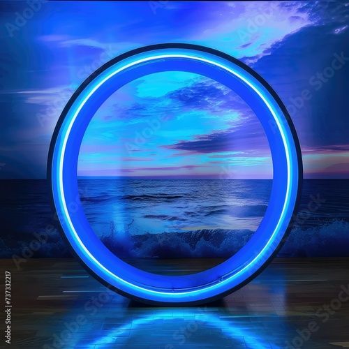led circle with blue color like haven in background. © Suwanlee