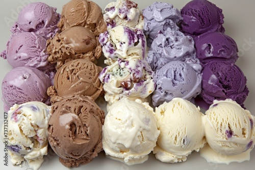 Ice cream in various flavors