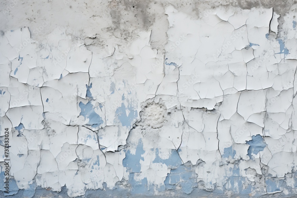 Obraz premium weathered white paint texture with blue undercoat