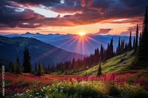 Colorful sunset over the mountains