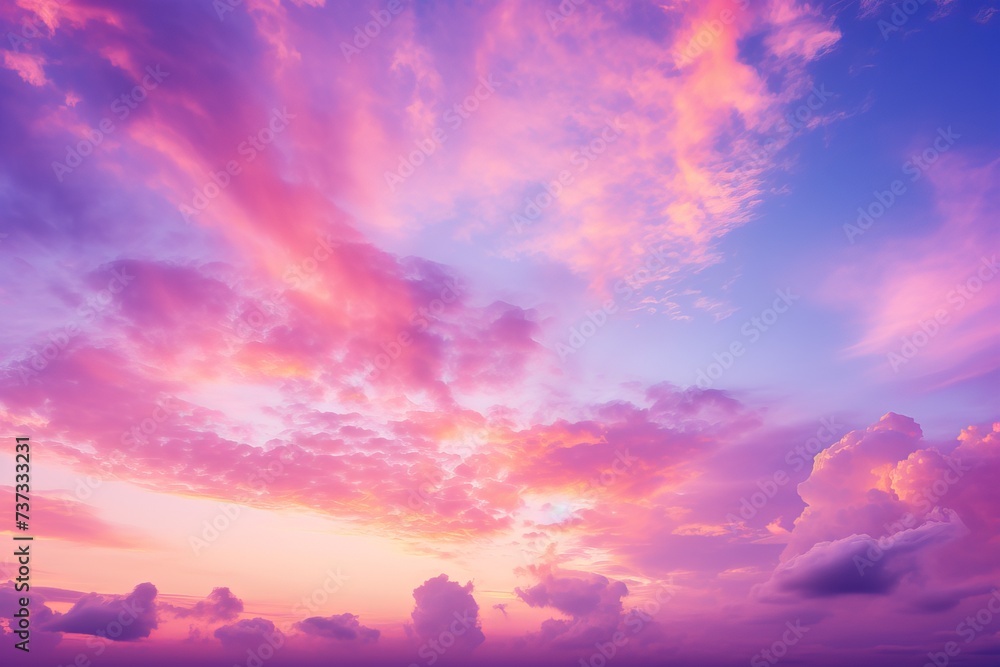 A Vivid Sunset Sky with Pink and Purple Clouds