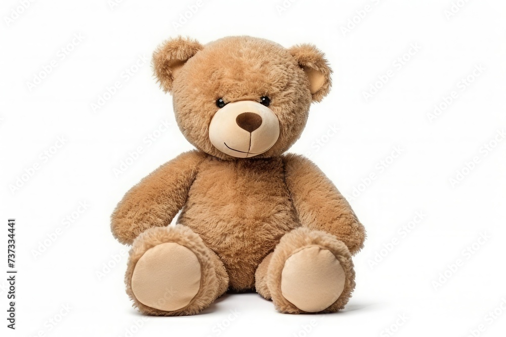 Obraz premium Fluffy teddy bear isolated on white background