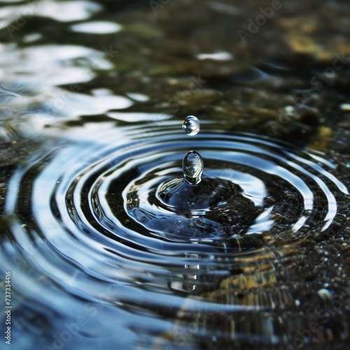 Subtle Water Ripples: Minimalistic Drop Impact. © Artur