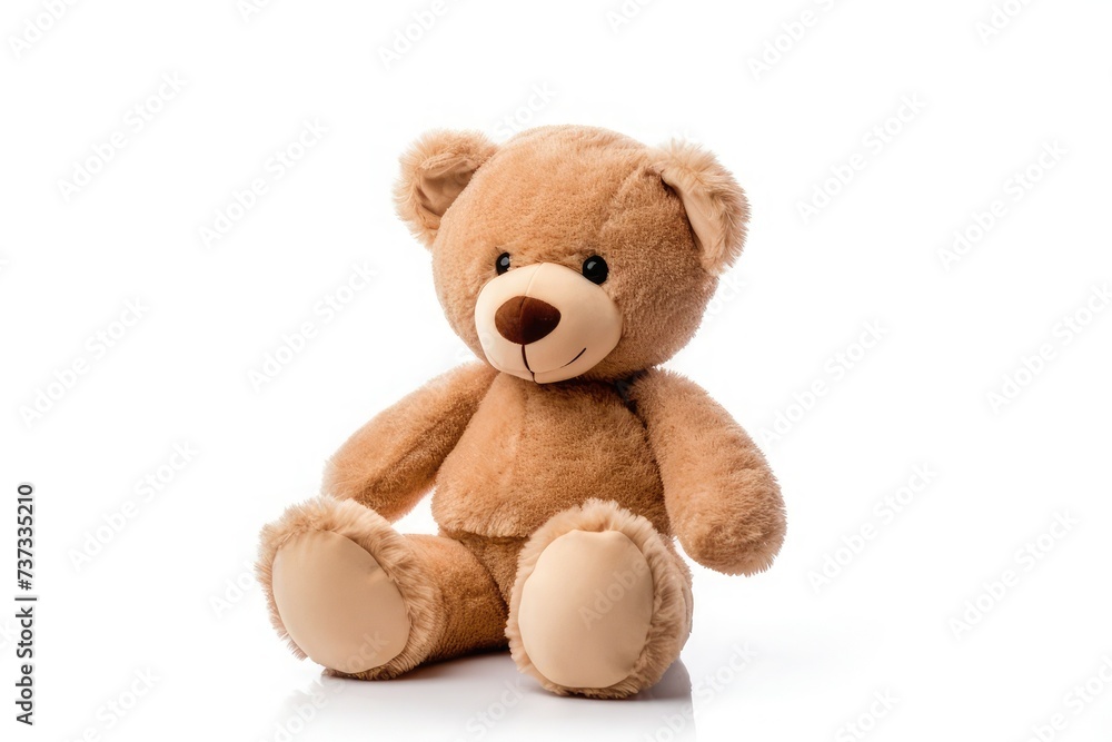 Obraz premium Fluffy teddy bear isolated on white background