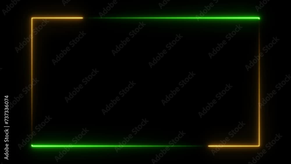 Abstract fire neon light rectangle frame background 4k animation video. 4K. Abstract fire neon light rectangle frame background 4k animation video. 4K.