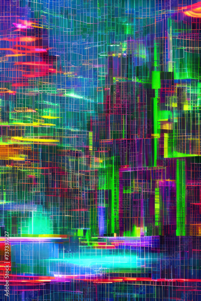 Cyberpunk silhouette of a city, skyline of cityscape Cyberpunk silhouette of a city, skyline of cityscape