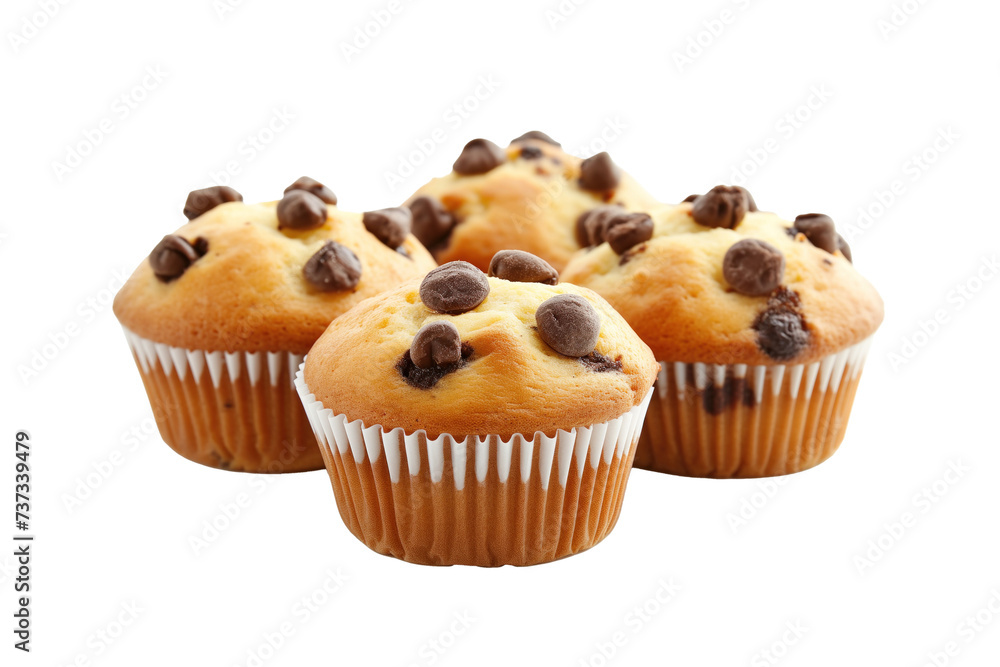 Chocolate chip muffins isolated on white Chocolate chip muffins isolated on white