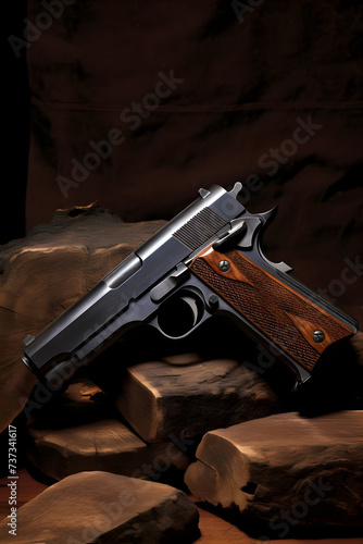 Vintage Mastery - John Browning's FN Model 1903 Semi-Automatic Pistol in Detailed Portrait