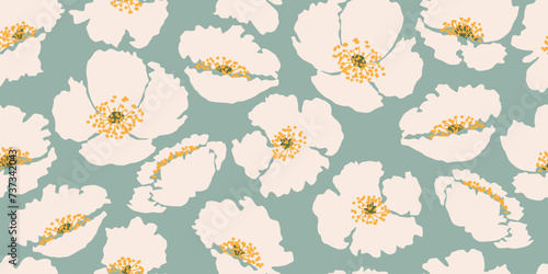 Exotic hand drawn flowers, seamless patterns with floral for fabric, textiles, clothing, wrapping paper, cover, banner, home decor, abstract backgrounds. Vector illustration.