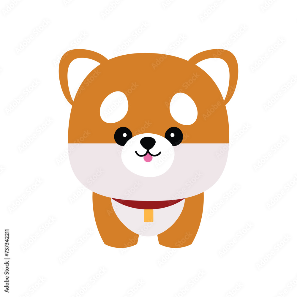 Cute dog vector portrait. Cartoon cutie dog or puppy character design with flat color. Funny pet animal isolated on white background. Brown, white, gray, small, little kids toy. Stickers, wall art Cute dog vector portrait. Cartoon cutie dog or puppy character design with flat color. Funny pet animal isolated on white background. Brown, white, gray, small, little kids toy. Stickers, wall art
