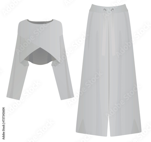 Long sleeve t shirt and pants. vector