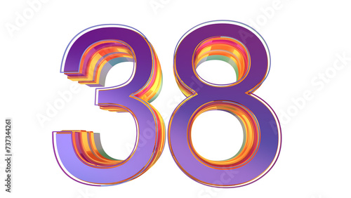 Purple 3d number 38
