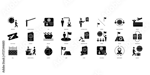 Migration icons set. Set of editable stroke icons.Vector set of Migration