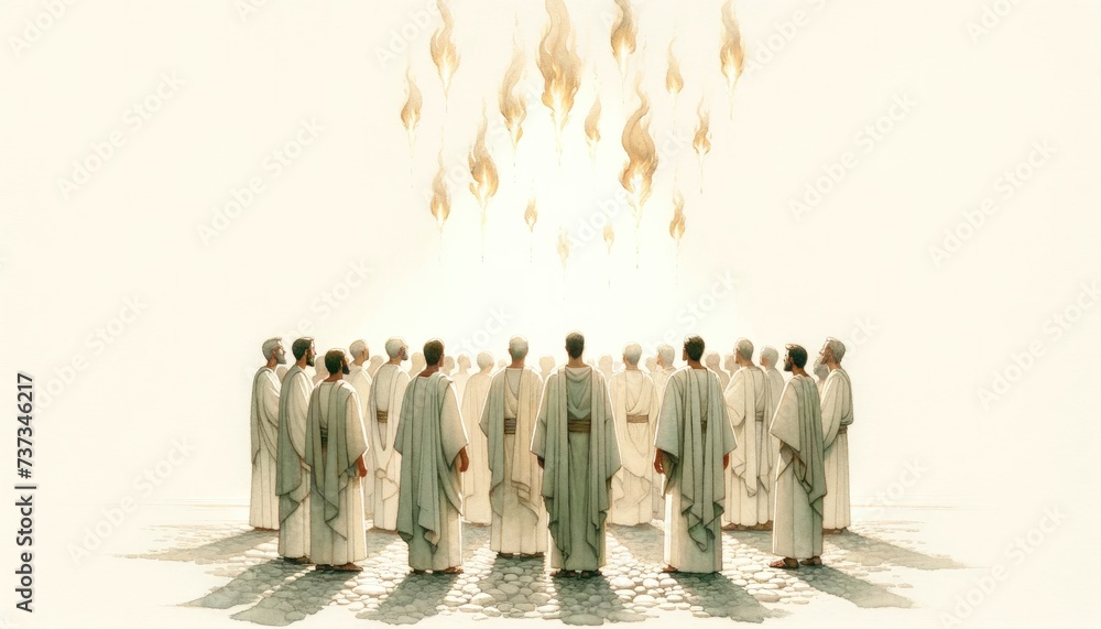 Pentecost Sunday: The Holy Spirit Comes as Tongues of Fire. Digital ...