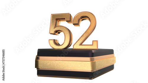  gold 3d number 52 photo