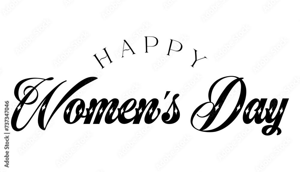 Happy Women's day hand drawn lettering vector illustration.