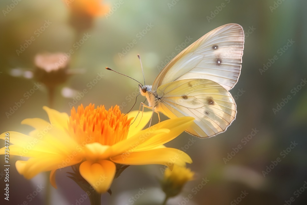 Natural background, beautiful butterfly on summer field Natural background, beautiful butterfly on summer field