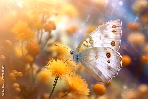 Natural background, beautiful butterfly on summer field
