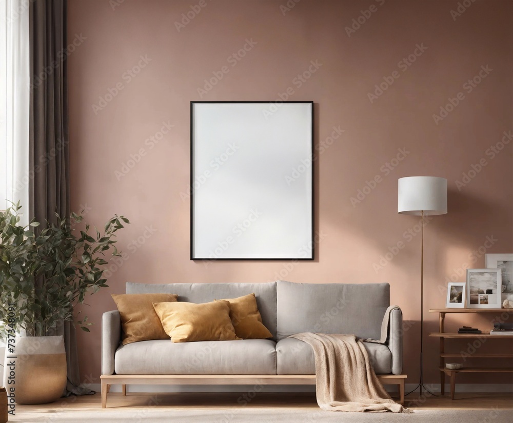 Mockup of picture frames on minimal, stylish room with soft daylight generative ai art Mockup of picture frames on minimal, stylish room with soft daylight generative ai art