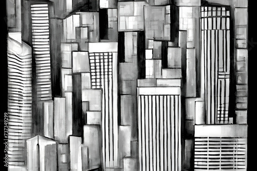 skyline of a city, cubism art, jacksonville cityscape