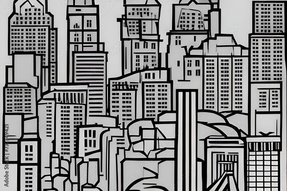 Fototapeta premium skyline of a city, cubism art, san antonio cityscape